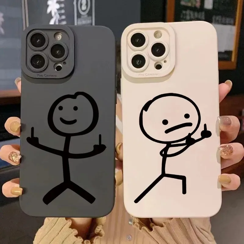 Phone Cases Cute Iphone 14 - Niedliche Cartoon-Streichholzmann Handyhülle aus mattem Silikon