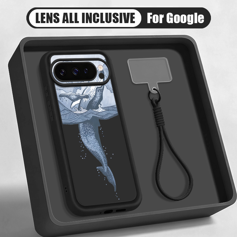 Phone Cases Pixel 10 Pro - Handgelenkschlaufen-Hülle mit Buckelwal-Print für Google Pixel