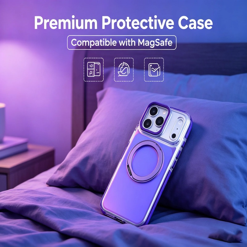 Ring Stand Case - Luxuriöse Laser-Gradient-Magnet-Handyhülle für iPhone 17 Air