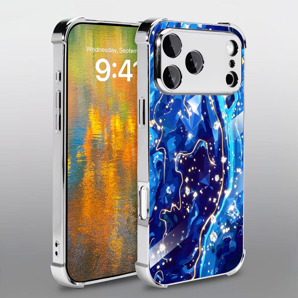 Phone Cases Rhode - Elegante tiefblaue Textur-Glas-Handyhülle für iPhone, Carcasa