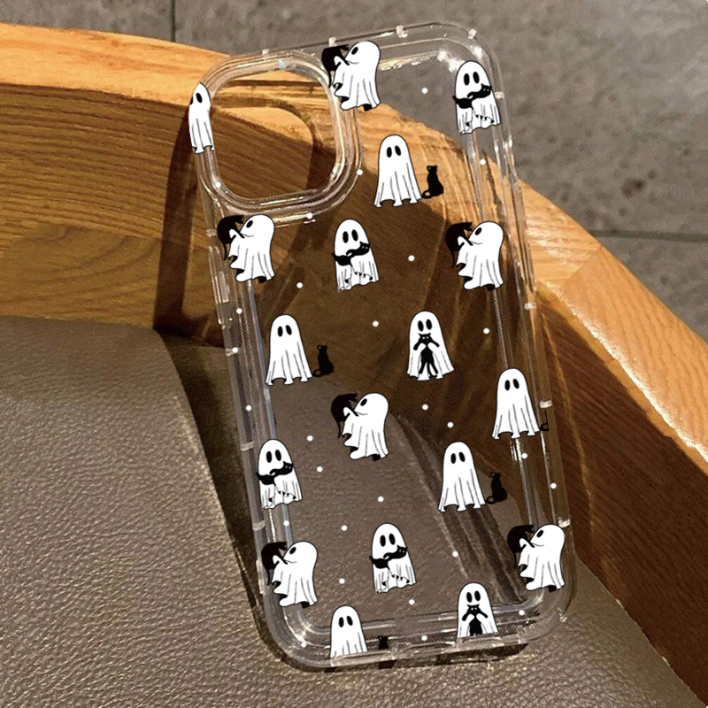 Phone Cases Clear - Western-Halloween-Cowboy-Geist- und Blumendruck, transparente Hülle für