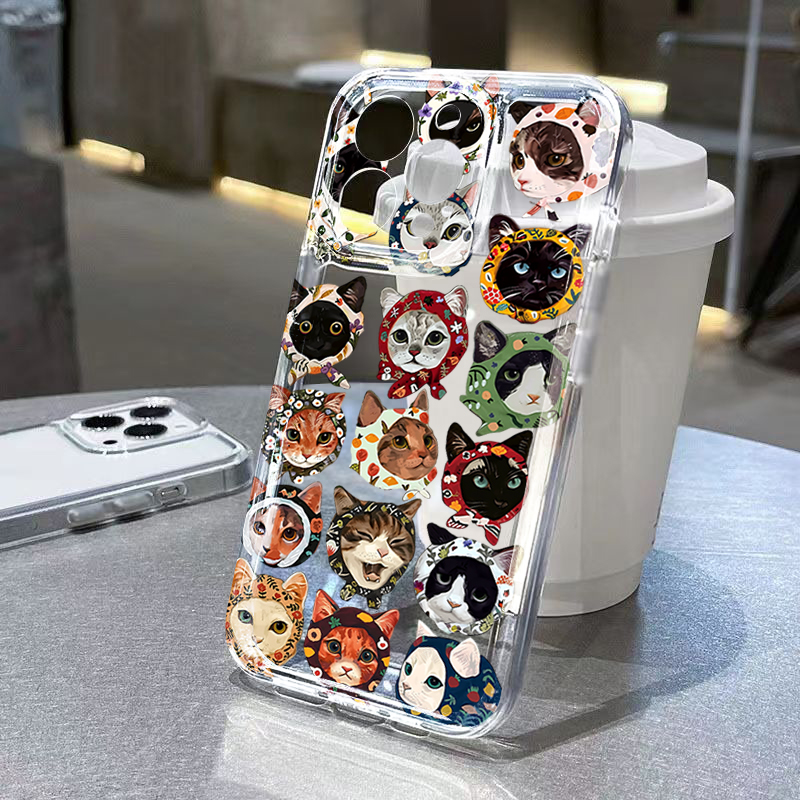 Phone Cases Clear - Niedliche Bandana-Katze Transparente Handyhülle für Samsung