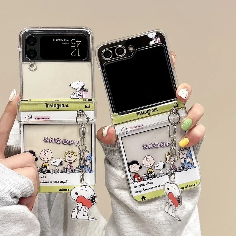 Phone Cases Z Flip 6 - Niedliche Cartoon Snoopy Charlie Brown Transparente