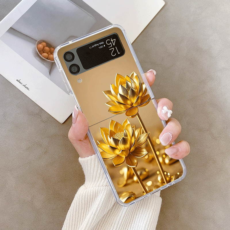 Kreative goldene Lotusblumenmu – Phone Cases Z Flip 6 Bewertung und Preis