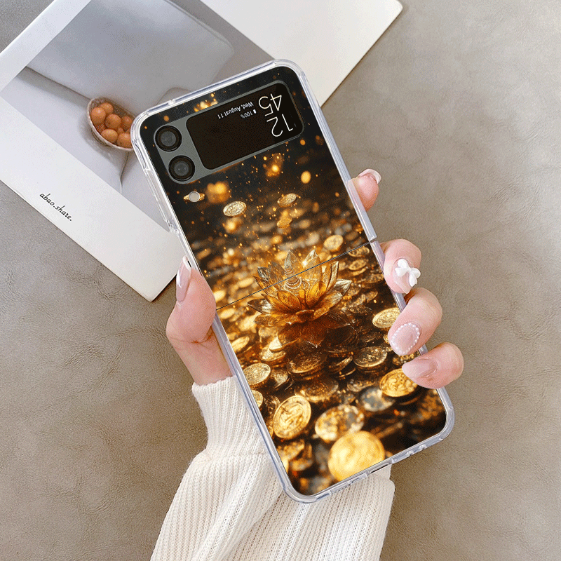Kreative goldene Lotusblumenmu – Phone Cases Z Flip 6 Bewertung und Preis