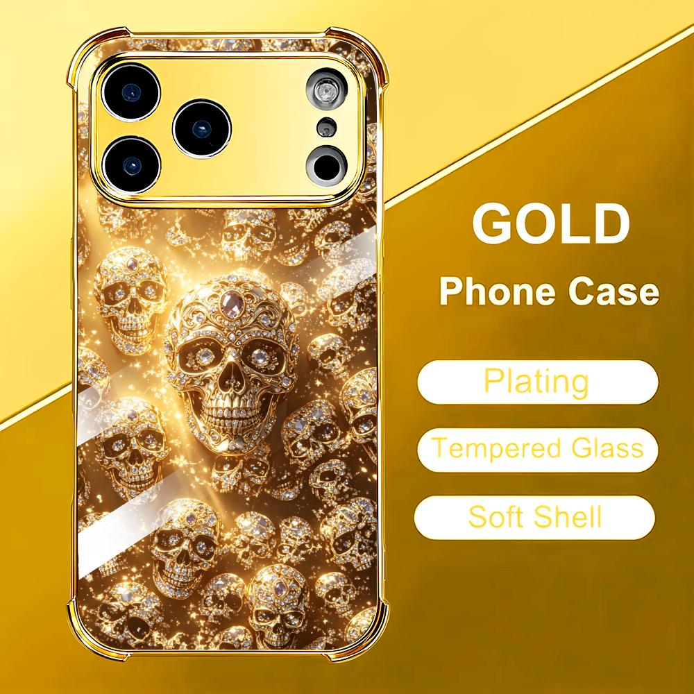 Luxuriöse goldene Totenkopf-Gl – Phone Cases Rhode Bewertung und Preis